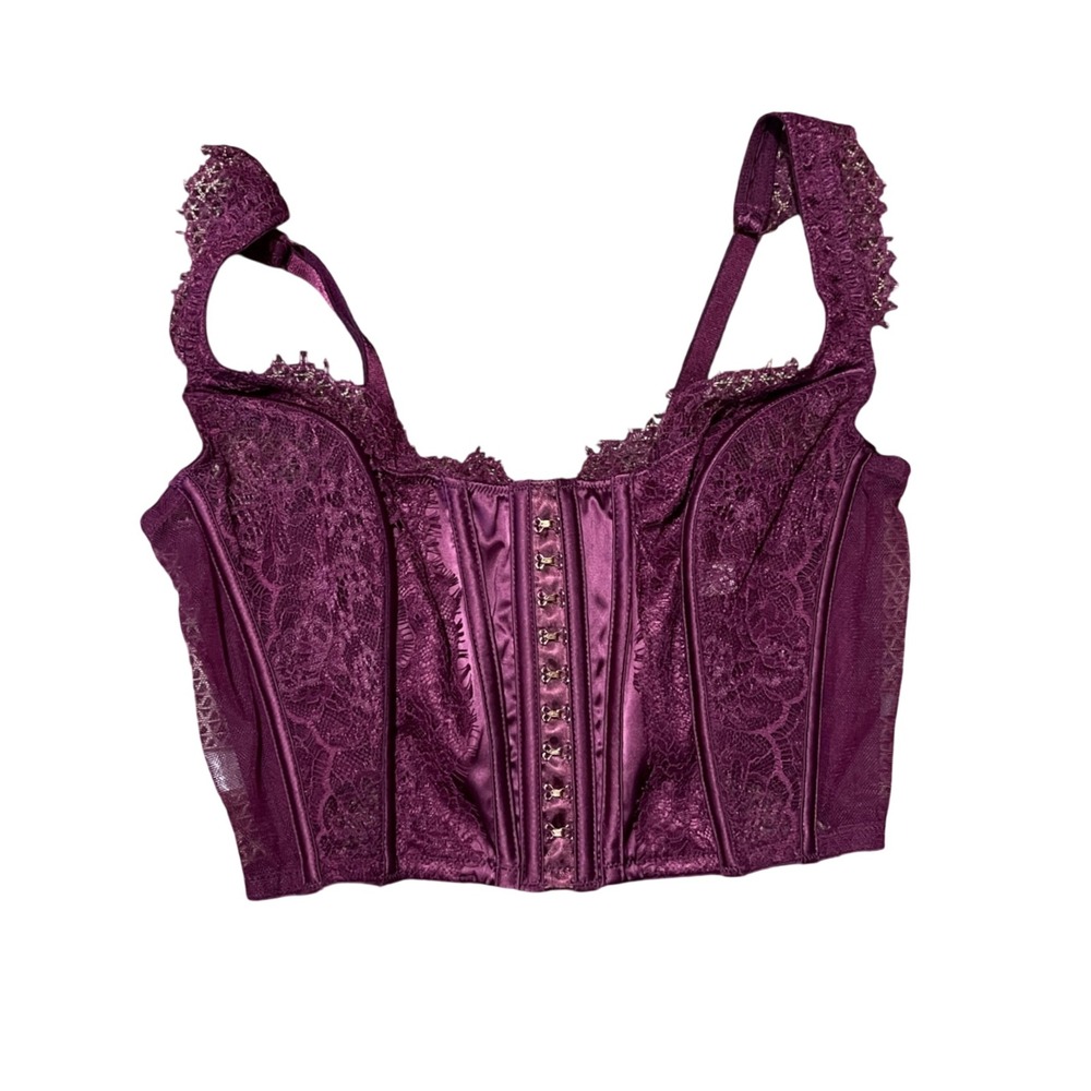 Victoria's Secret Corset Bustier M-DD Purple Lace Dream Angels Gothic Moody New
